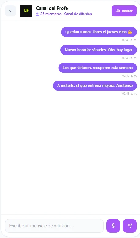 Canal de difusión del profesor en padAR